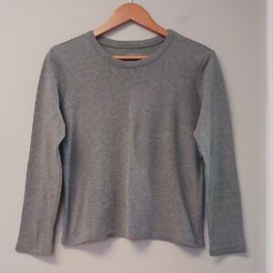 Lands' End Long Sleeve Cotton Gray T-Shirt Size S